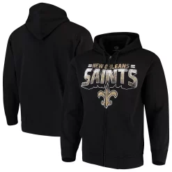 Men's G-III Sports by Carl Banks Black New Orleans Saints Perfect Season Full-Zip Hoodie