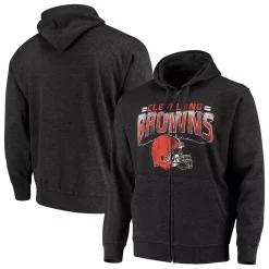 Men's G-III Sports by Carl Banks Charcoal Cleveland Browns Perfect Season Full-Zip Hoodie