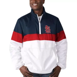 Men's G-III Sports by Carl Banks White/Navy St. Louis Cardinals No Huddle Half-Zip Jacket
