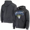 Men's G-III Sports by Carl Banks Heathered Gray Los Angeles Rams Perfect Season Full-Zip Hoodie
