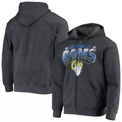 Men's G-III Sports by Carl Banks Heathered Gray Los Angeles Rams Perfect Season Full-Zip Hoodie