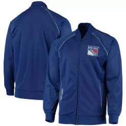 Men's G-III Sports by Carl Banks Blue New York Rangers Playmaker Full-Zip Raglan Track Jacket