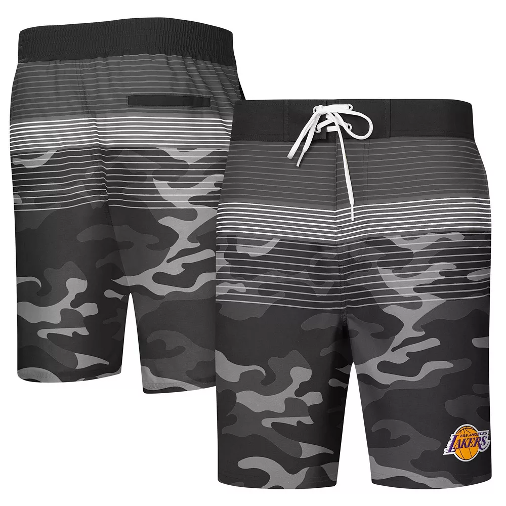Men's G-III Sports by Carl Banks Black Los Angeles Lakers Wave Camo Quick-Dry Swim Trunks 4 Men's G-III Sports by Carl Banks Black Los Angeles Lakers Wave Camo Quick-Dry Swim Trunks - Image 2