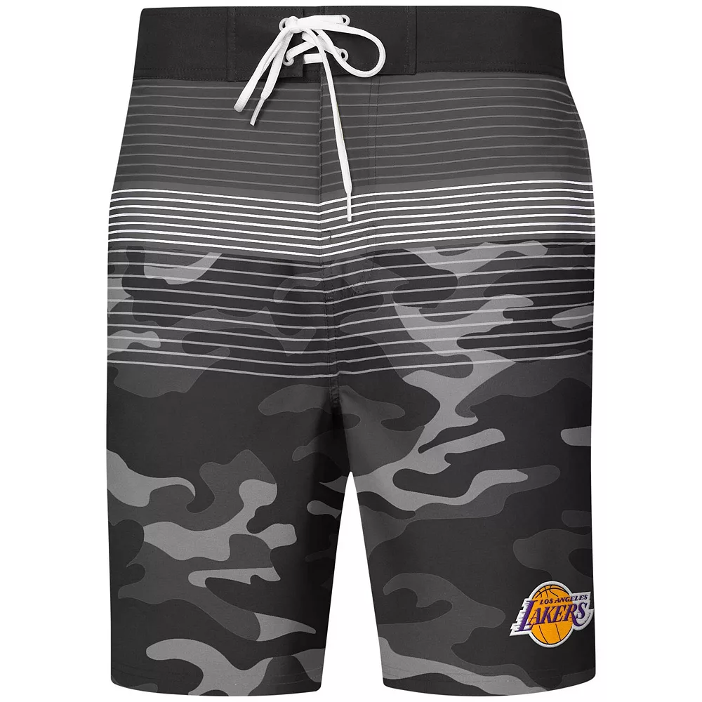 Men's G-III Sports by Carl Banks Black Los Angeles Lakers Wave Camo Quick-Dry Swim Trunks 5 Men's G-III Sports by Carl Banks Black Los Angeles Lakers Wave Camo Quick-Dry Swim Trunks - Image 3