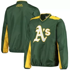 G-III Sales Shop 43 Men's G-III Sports by Carl Banks Green Oakland Athletics V-Neck Trainer Pullover Jacket