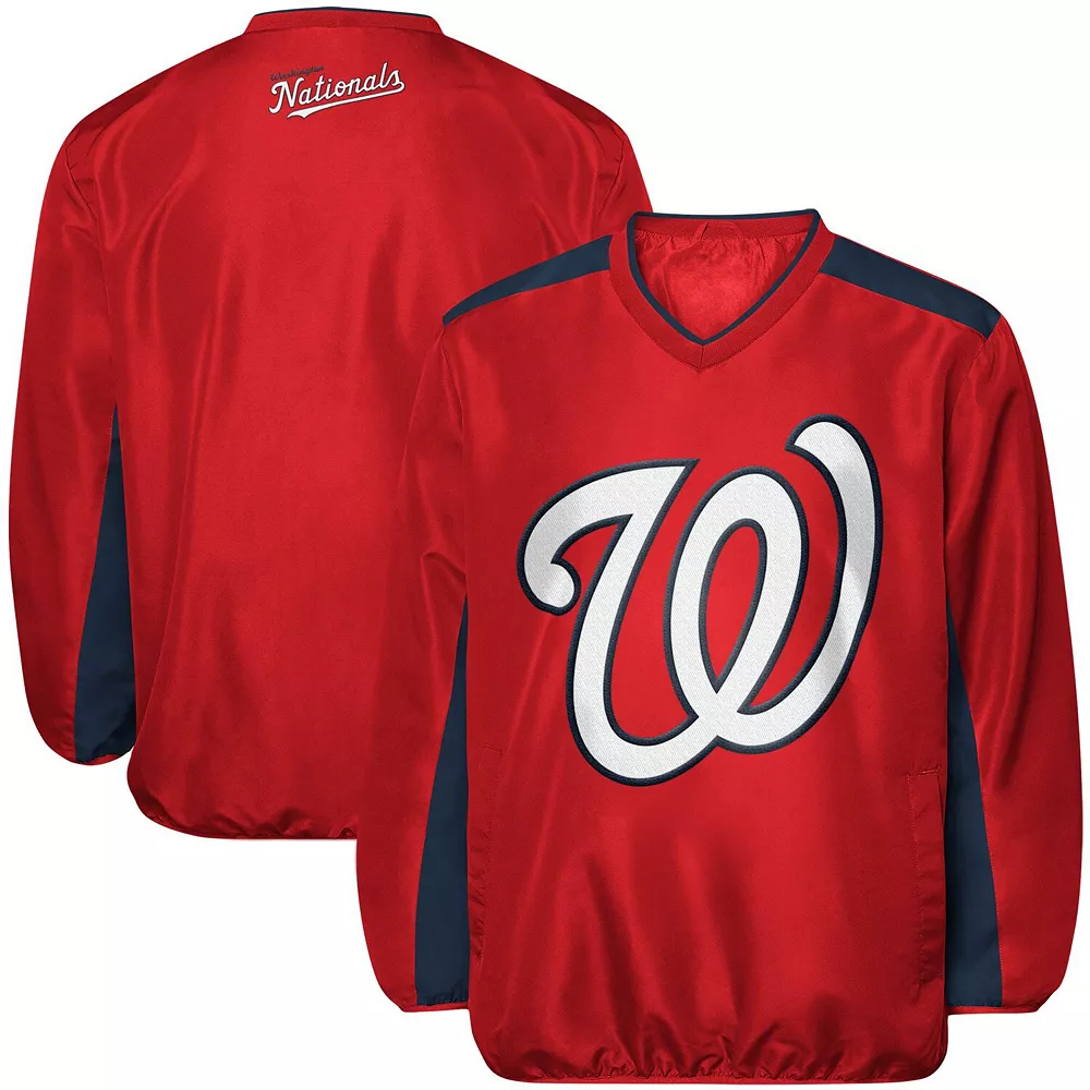 Men's G-III Sports by Carl Banks Red Washington Nationals V-Neck Trainer Pullover Jacket 3 Men's G-III Sports by Carl Banks Red Washington Nationals V-Neck Trainer Pullover Jacket