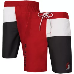 Men's G-III Sports by Carl Banks Red/Black Portland Trail Blazers Breeze Color Block Swim Trunks