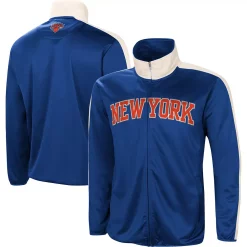 Men's G-III Sports by Carl Banks Blue/White New York Knicks Zone Blitz Tricot Full-Zip Track Jacket