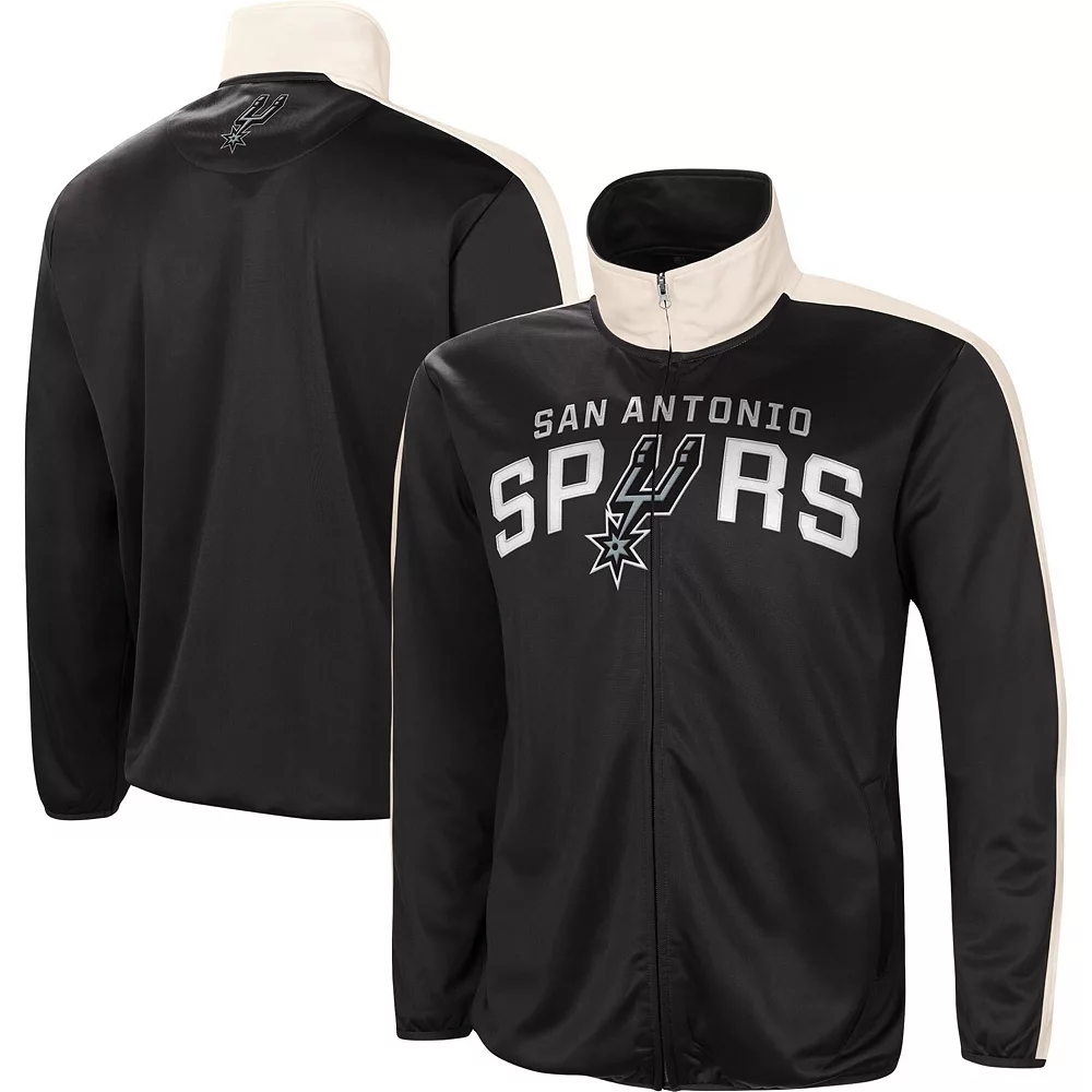 Men's G-III Sports by Carl Banks Black/White San Antonio Spurs Zone Blitz Tricot Full-Zip Track Jacket 3 Men's G-III Sports by Carl Banks Black/White San Antonio Spurs Zone Blitz Tricot Full-Zip Track Jacket