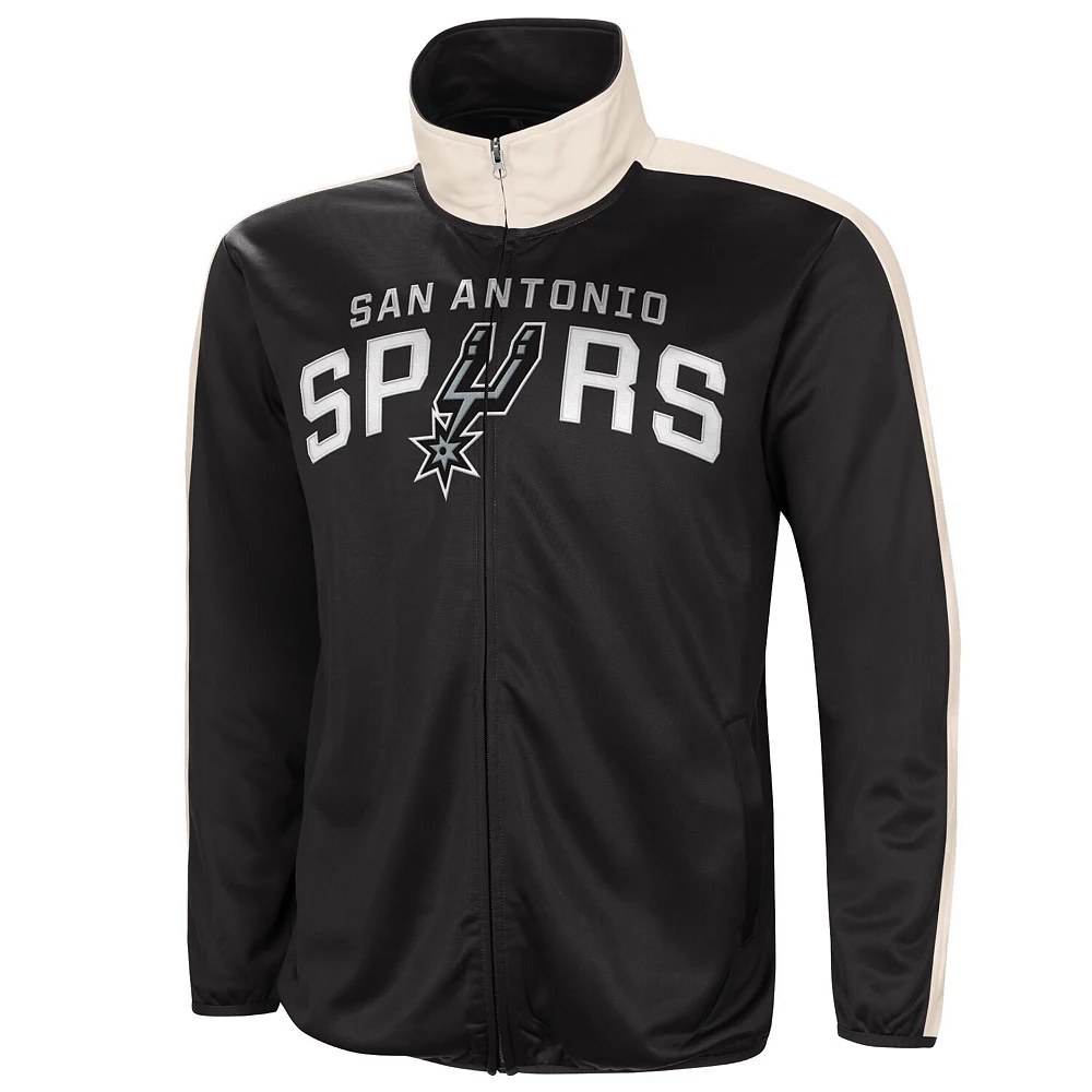 Men's G-III Sports by Carl Banks Black/White San Antonio Spurs Zone Blitz Tricot Full-Zip Track Jacket 5 Men's G-III Sports by Carl Banks Black/White San Antonio Spurs Zone Blitz Tricot Full-Zip Track Jacket - Image 3