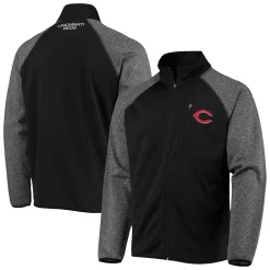 Men's G-III Sports by Carl Banks Black Cincinnati Reds Freestyle Transitional Raglan Full-Zip Jacket