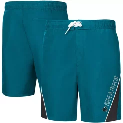Men's G-III Sports by Carl Banks Teal San Jose Sharks Sunrise Volley Swim Shorts