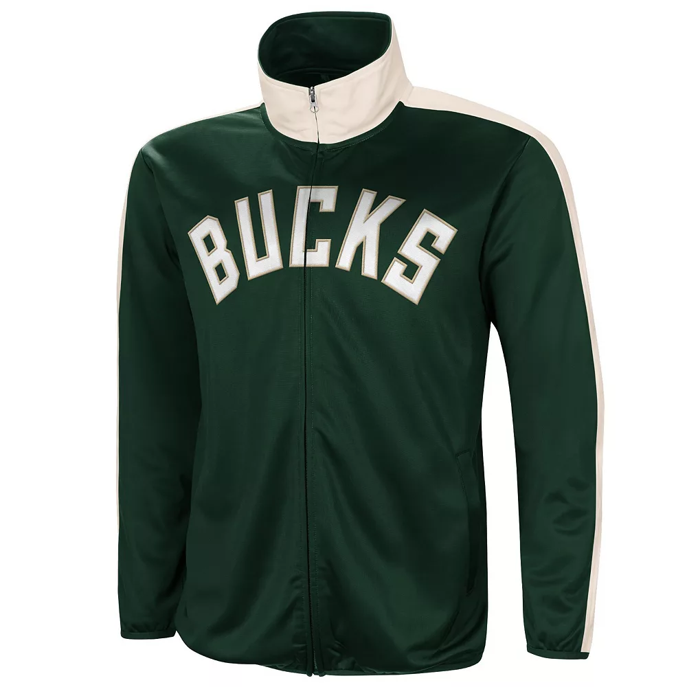 Men's G-III Sports by Carl Banks Green/White Milwaukee Bucks Zone Blitz Tricot Full-Zip Track Jacket 4 Men's G-III Sports by Carl Banks Green/White Milwaukee Bucks Zone Blitz Tricot Full-Zip Track Jacket - Image 2