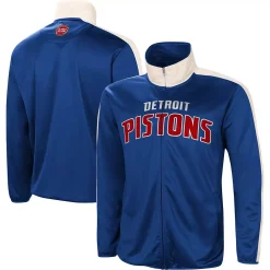 Men's G-III Sports by Carl Banks Blue/White Detroit Pistons Zone Blitz Tricot Full-Zip Track Jacket