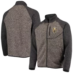 Men's G-III Sports by Carl Banks Charcoal/Black Vegas Golden Knights Switchback Transitional Raglan Full-Zip Jacket