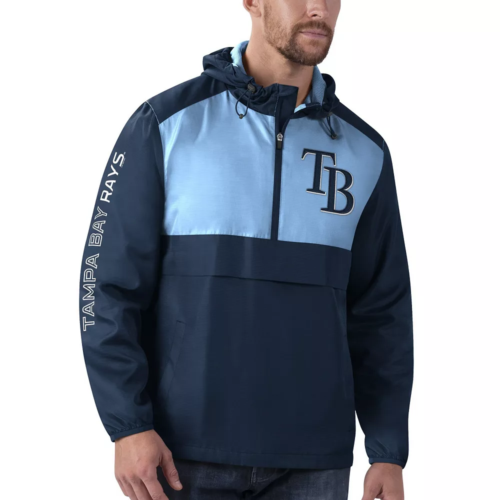 Men's G-III Sports by Carl Banks Navy/Light Blue Tampa Bay Rays Lineman Half-Zip Hoodie Jacket 4 Men's G-III Sports by Carl Banks Navy/Light Blue Tampa Bay Rays Lineman Half-Zip Hoodie Jacket - Image 2