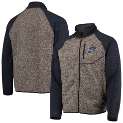 Men's G-III Sports by Carl Banks Charcoal/Navy St. Louis Blues Switchback Transitional Raglan Full-Zip Jacket