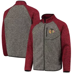 Men's G-III Sports by Carl Banks Charcoal/Red Chicago Blackhawks Switchback Transitional Raglan Full-Zip Jacket