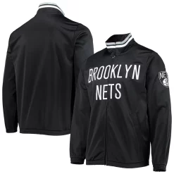 Men's G-III Sports by Carl Banks Black Brooklyn Nets Dual-Threat Tricot Full-Zip Track Jacket