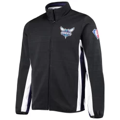 Men's G-III Sports by Carl Banks Black Charlotte Hornets 75th Anniversary Power Forward Space-Dye Full-Zip Track Jacket -G-III Sales Shop 5381284 ALT2