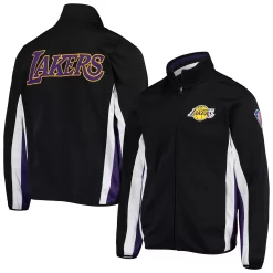 Men's G-III Sports by Carl Banks Black Los Angeles Lakers 75th Anniversary Power Forward Space-Dye Full-Zip Track Jacket