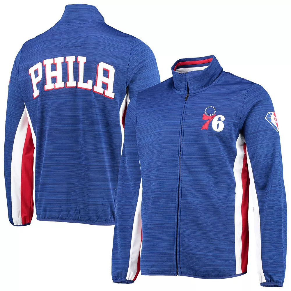 Men's G-III Sports by Carl Banks Royal Philadelphia 76ers 75th Anniversary Power Forward Space-Dye Full-Zip Track Jacket 3 Men's G-III Sports by Carl Banks Royal Philadelphia 76ers 75th Anniversary Power Forward Space-Dye Full-Zip Track Jacket