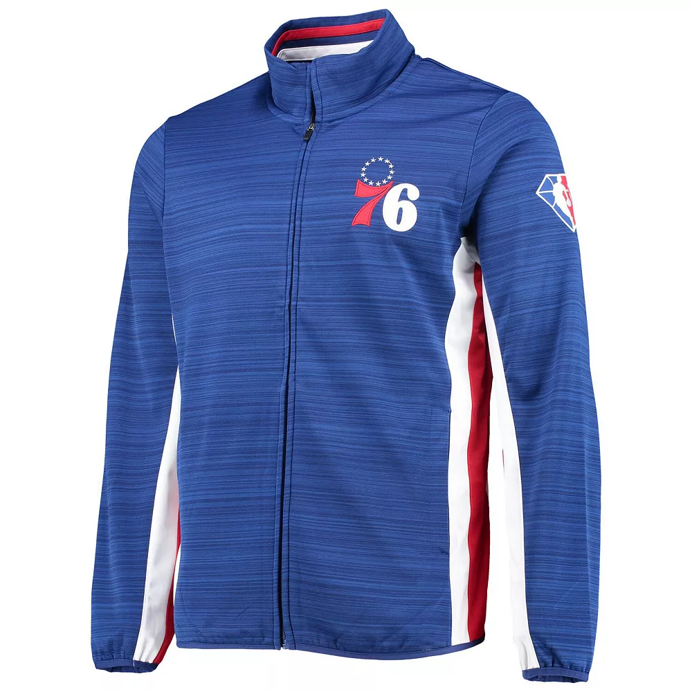 Men's G-III Sports by Carl Banks Royal Philadelphia 76ers 75th Anniversary Power Forward Space-Dye Full-Zip Track Jacket 5 Men's G-III Sports by Carl Banks Royal Philadelphia 76ers 75th Anniversary Power Forward Space-Dye Full-Zip Track Jacket - Image 3