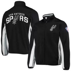 Men's G-III Sports by Carl Banks Black San Antonio Spurs 75th Anniversary Power Forward Space-Dye Full-Zip Track Jacket