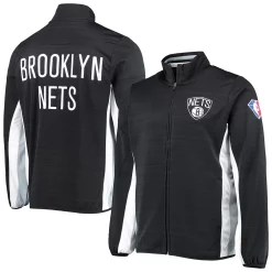 Men's G-III Sports by Carl Banks Black Brooklyn Nets 75th Anniversary Power Forward Space-Dye Full-Zip Track Jacket