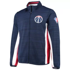 Men's G-III Sports by Carl Banks Navy Washington Wizards 75th Anniversary Power Forward Space-Dye Full-Zip Track Jacket -G-III Sales Shop 5384382 ALT2
