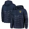 Men's G-III Sports by Carl Banks Navy Milwaukee Brewers Storm Hoodie Full-Zip Puffer Jacket