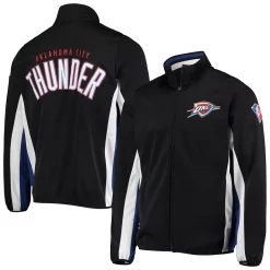 Men's G-III Sports by Carl Banks Black Oklahoma City Thunder 75th Anniversary Power Forward Space-Dye Full-Zip Track Jacket