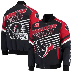 Men's G-III Sports by Carl Banks Navy/Red Houston Texans Extreme Strike Cotton Twill Full-Snap Jacket -G-III Sales Shop 5390566 ALT