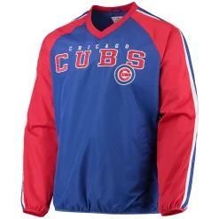 Men's G-III Sports by Carl Banks Royal/Red Chicago Cubs Kickoff Raglan V-Neck Pullover Jacket -G-III Sales Shop 5402452 ALT2