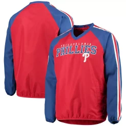 Men's G-III Sports by Carl Banks Red/Royal Philadelphia Phillies Kickoff Raglan V-Neck Pullover Jacket