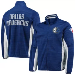 Men's G-III Sports by Carl Banks Blue Dallas Mavericks 75th Anniversary Power Forward Space-Dye Full-Zip Track Jacket