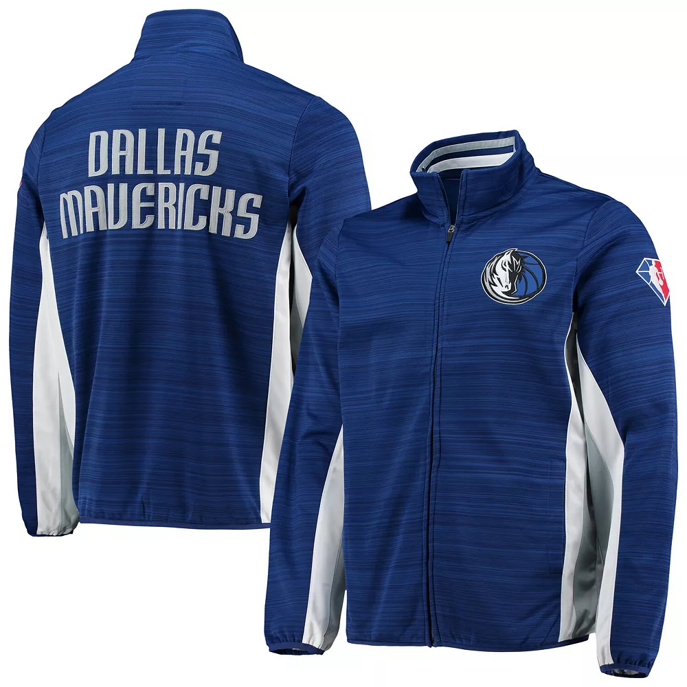 Men's G-III Sports by Carl Banks Blue Dallas Mavericks 75th Anniversary Power Forward Space-Dye Full-Zip Track Jacket 3 Men's G-III Sports by Carl Banks Blue Dallas Mavericks 75th Anniversary Power Forward Space-Dye Full-Zip Track Jacket