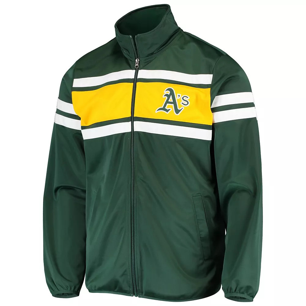 Men's G-III Sports by Carl Banks Green/Gold Oakland Athletics Power Pitcher Full-Zip Track Jacket 5 Men's G-III Sports by Carl Banks Green/Gold Oakland Athletics Power Pitcher Full-Zip Track Jacket - Image 3