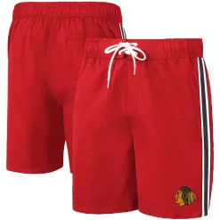 Men's G-III Sports by Carl Banks Red/Black Chicago Blackhawks Sand Beach Swim Shorts