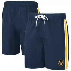 Men's G-III Sports by Carl Banks Navy Milwaukee Brewers Sand Beach Volley Swim Shorts