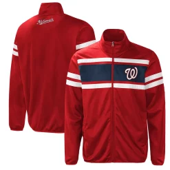 Men's G-III Sports by Carl Banks Red/Navy Washington Nationals Power Pitcher Full-Zip Track Jacket