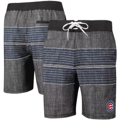 Men's G-III Sports by Carl Banks Charcoal Chicago Cubs Horizon Volley Swim Trunks