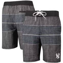 Men's G-III Sports by Carl Banks Charcoal New York Yankees Horizon Volley Swim Trunks