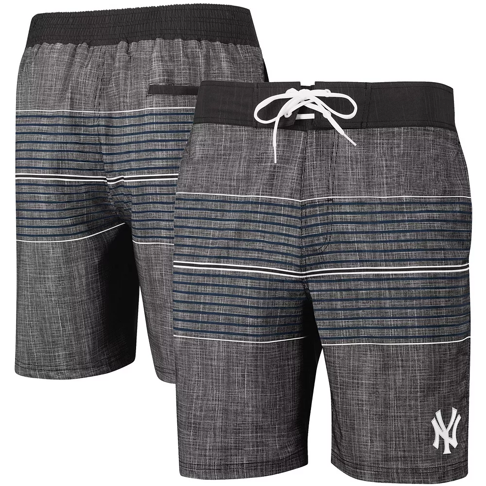 Men's G-III Sports by Carl Banks Charcoal New York Yankees Horizon Volley Swim Trunks 4 Men's G-III Sports by Carl Banks Charcoal New York Yankees Horizon Volley Swim Trunks - Image 2