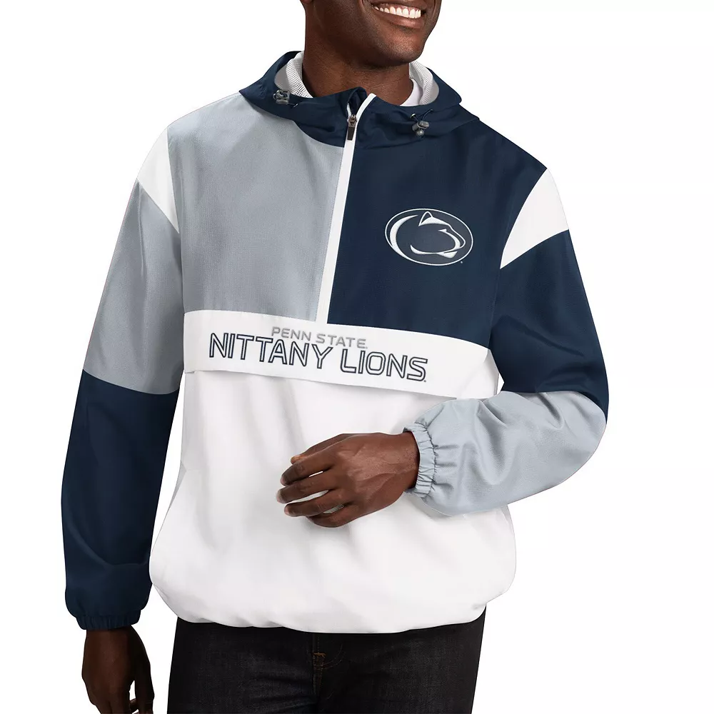 Men's G-III Sports by Carl Banks White/Navy Penn State Nittany Lions College Fair Catch Half-Zip Hoodie 4 Men's G-III Sports by Carl Banks White/Navy Penn State Nittany Lions College Fair Catch Half-Zip Hoodie - Image 2
