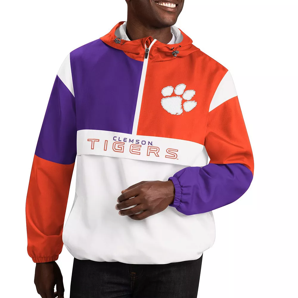 Men's G-III Sports by Carl Banks White/Orange Clemson Tigers College Fair Catch Half-Zip Hoodie 4 Men's G-III Sports by Carl Banks White/Orange Clemson Tigers College Fair Catch Half-Zip Hoodie - Image 2