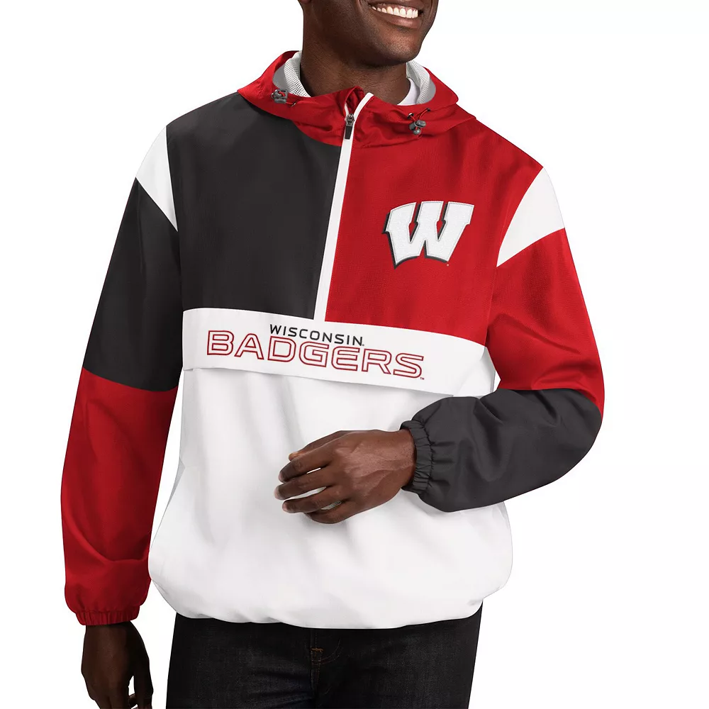 Men's G-III Sports by Carl Banks White/Red Wisconsin Badgers Fair Catch Half-Zip Anorak Jacket 4 Men's G-III Sports by Carl Banks White/Red Wisconsin Badgers Fair Catch Half-Zip Anorak Jacket - Image 2
