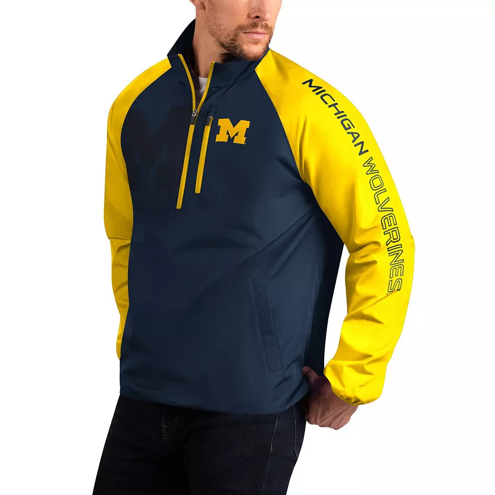 Men's G-III Sports by Carl Banks Navy Michigan Wolverines Point Guard Raglan Half-Zip Jacket 4 Men's G-III Sports by Carl Banks Navy Michigan Wolverines Point Guard Raglan Half-Zip Jacket - Image 2