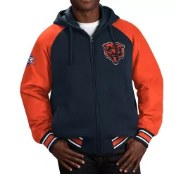 Men's G-III Sports by Carl Banks Navy Chicago Bears Defender Raglan Full-Zip Hoodie Varsity Jacket