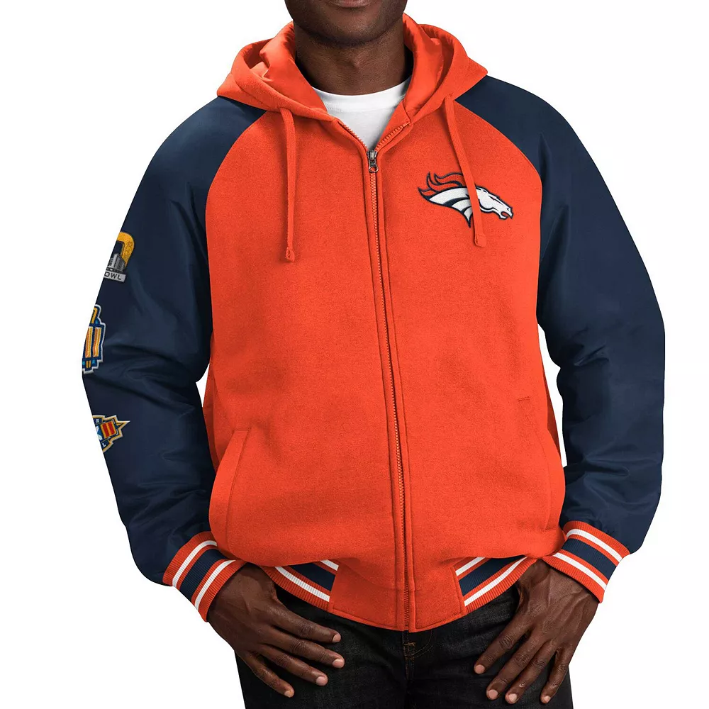Men's G-III Sports by Carl Banks Orange Denver Broncos Defender Raglan Full-Zip Hoodie Varsity Jacket 4 Men's G-III Sports by Carl Banks Orange Denver Broncos Defender Raglan Full-Zip Hoodie Varsity Jacket - Image 2
